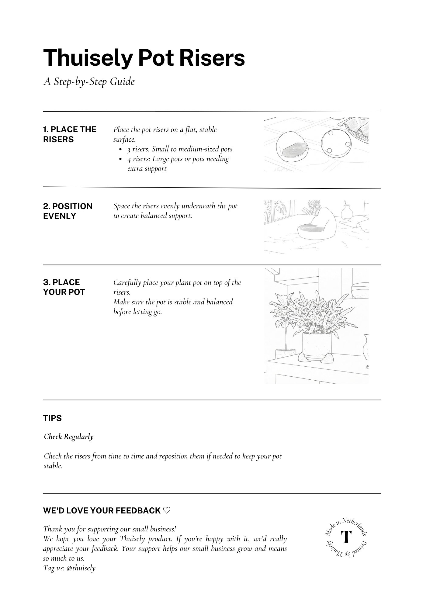 Thuisely Pebble Pot Riser Usage Guide How to use Thuisely Pebble Pot Riser under plant pot for drainage