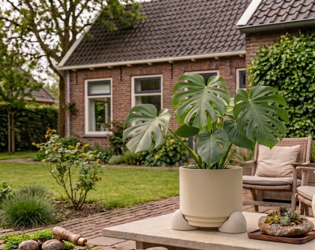 thuisely pebble plant pot riser windowsill outdoor pot Plant pot on pebble risers outdoors on a windowsill for drainage