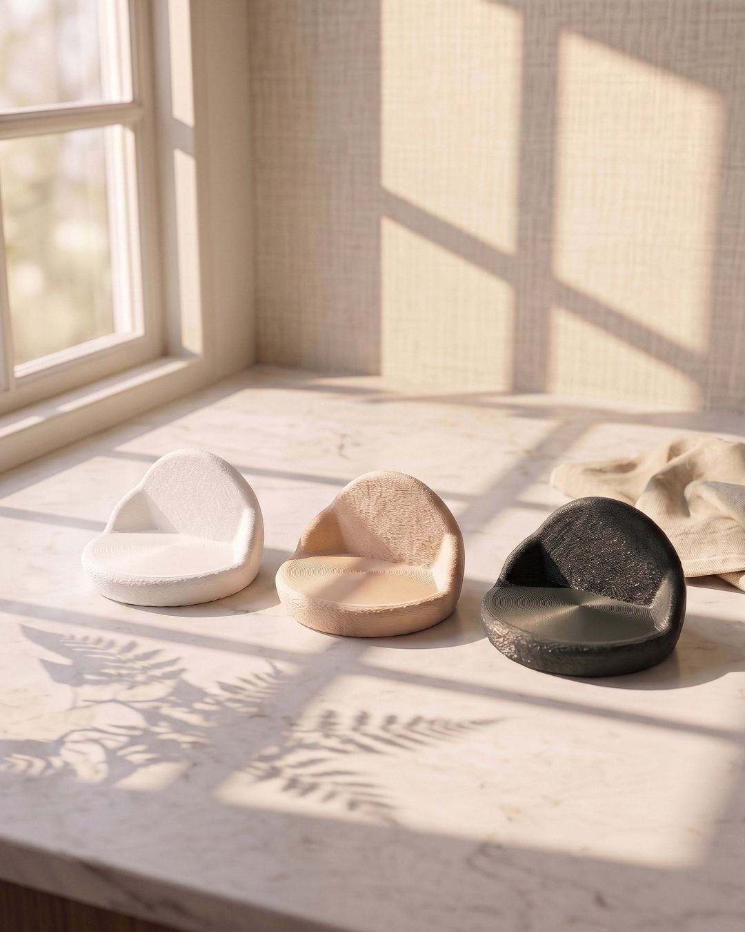 plant pot lifted on pebble shaped risers outdoor